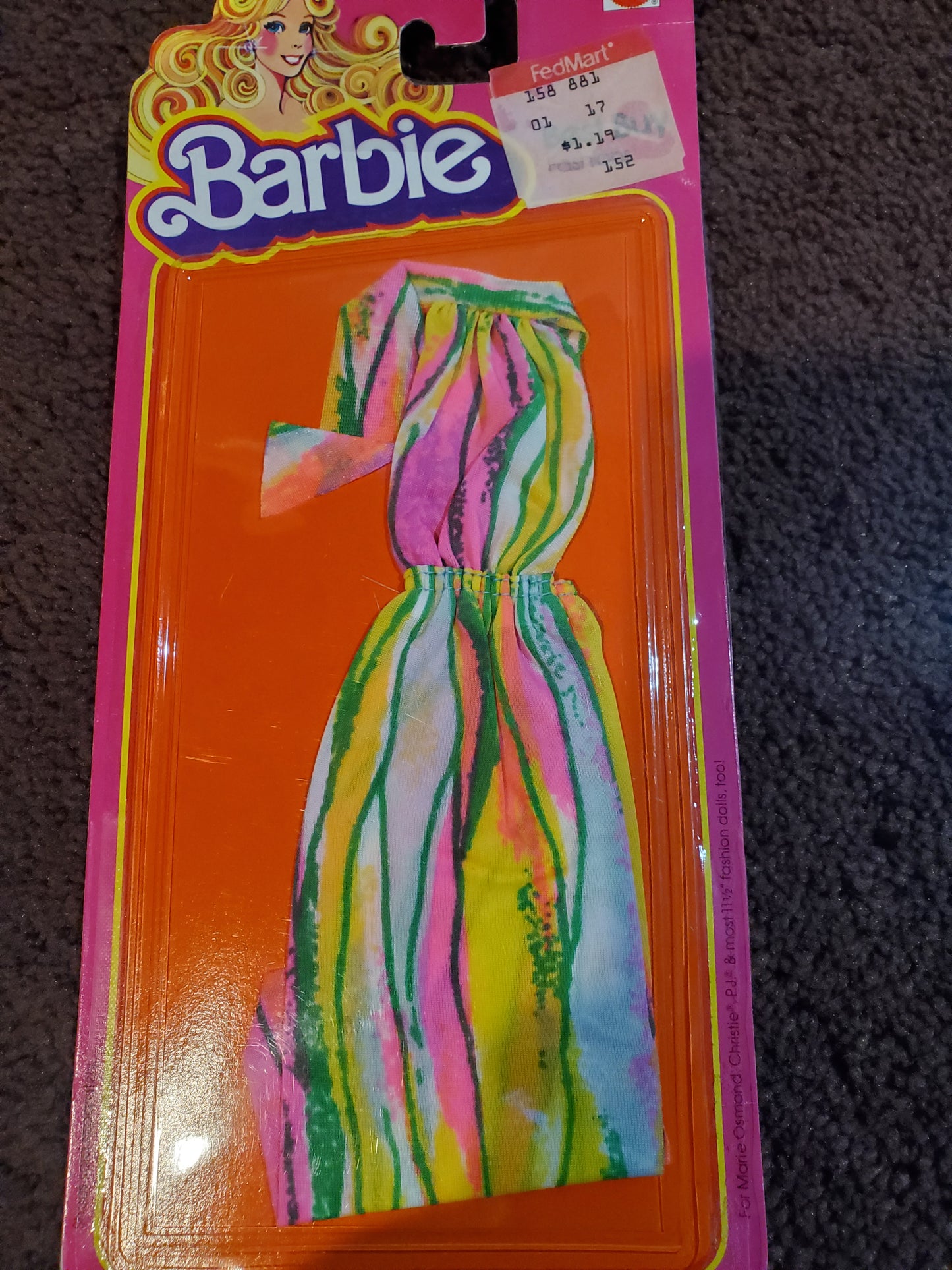Best Buy Fashions - Barbie Fashion -Neon Dress - Mint on card - 1980