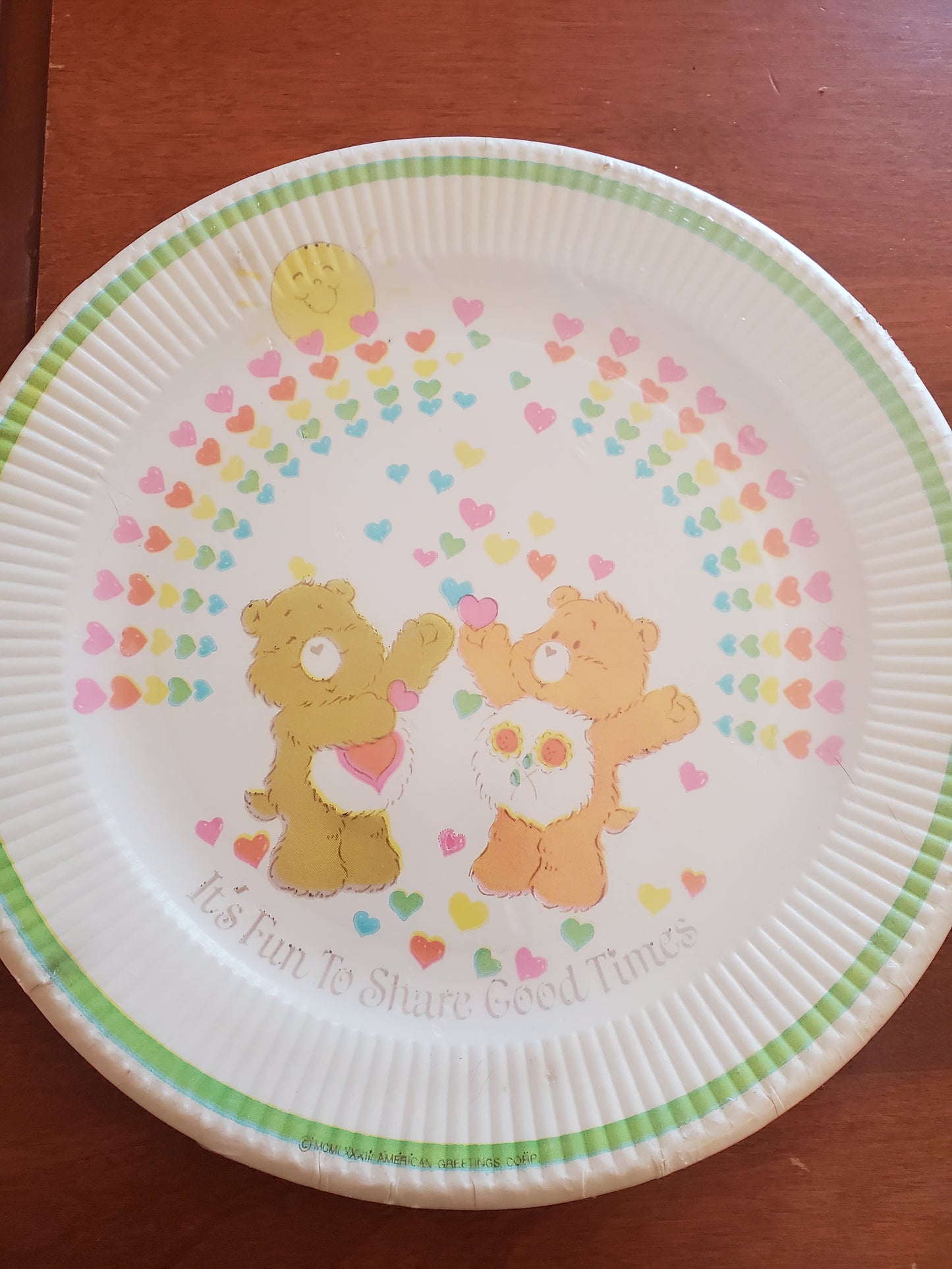 Care Bears -Paper Plates - It's Fun to Share Good Times - Mint in Package - 1980's