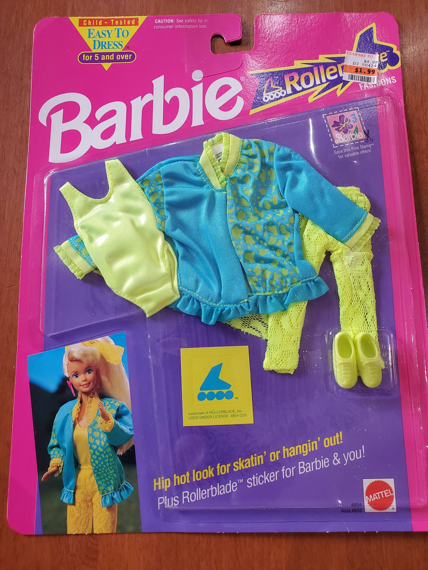 Rollerblades - Barbie Fashion - Blue - Mint on card - 1991