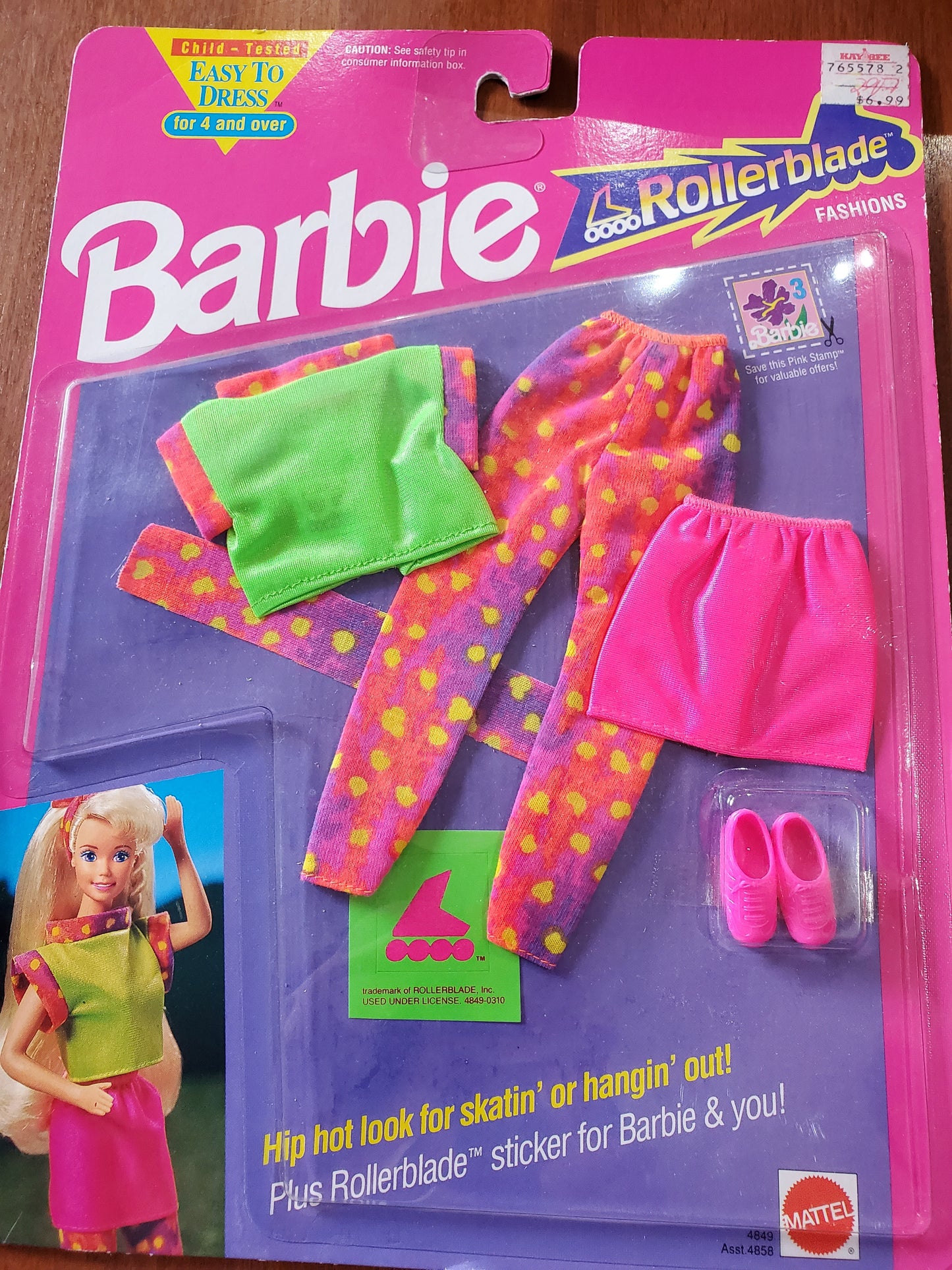 Rollerblades - Barbie Fashion - Neon - Mint on card - 1991