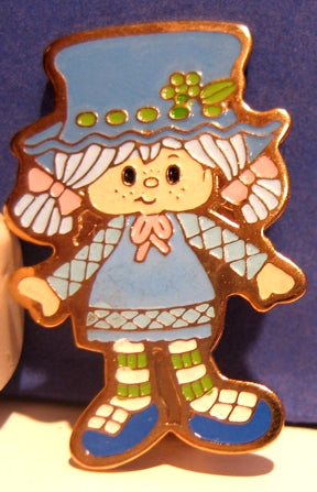 Strawberry Shortcake Jewelry - Enamel Pin - Blueberry Muffin- Mint old store stock - 1980's