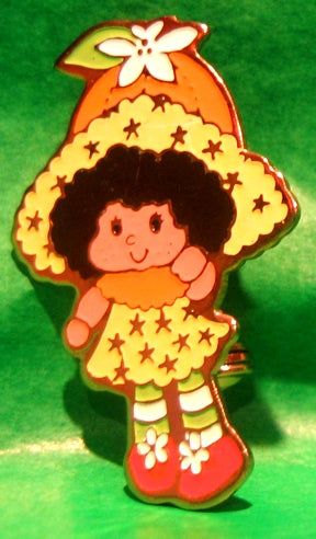 Strawberry Shortcake Jewelry - Enamel Pin - Orange Blossom- Mint old store stock - 1980's