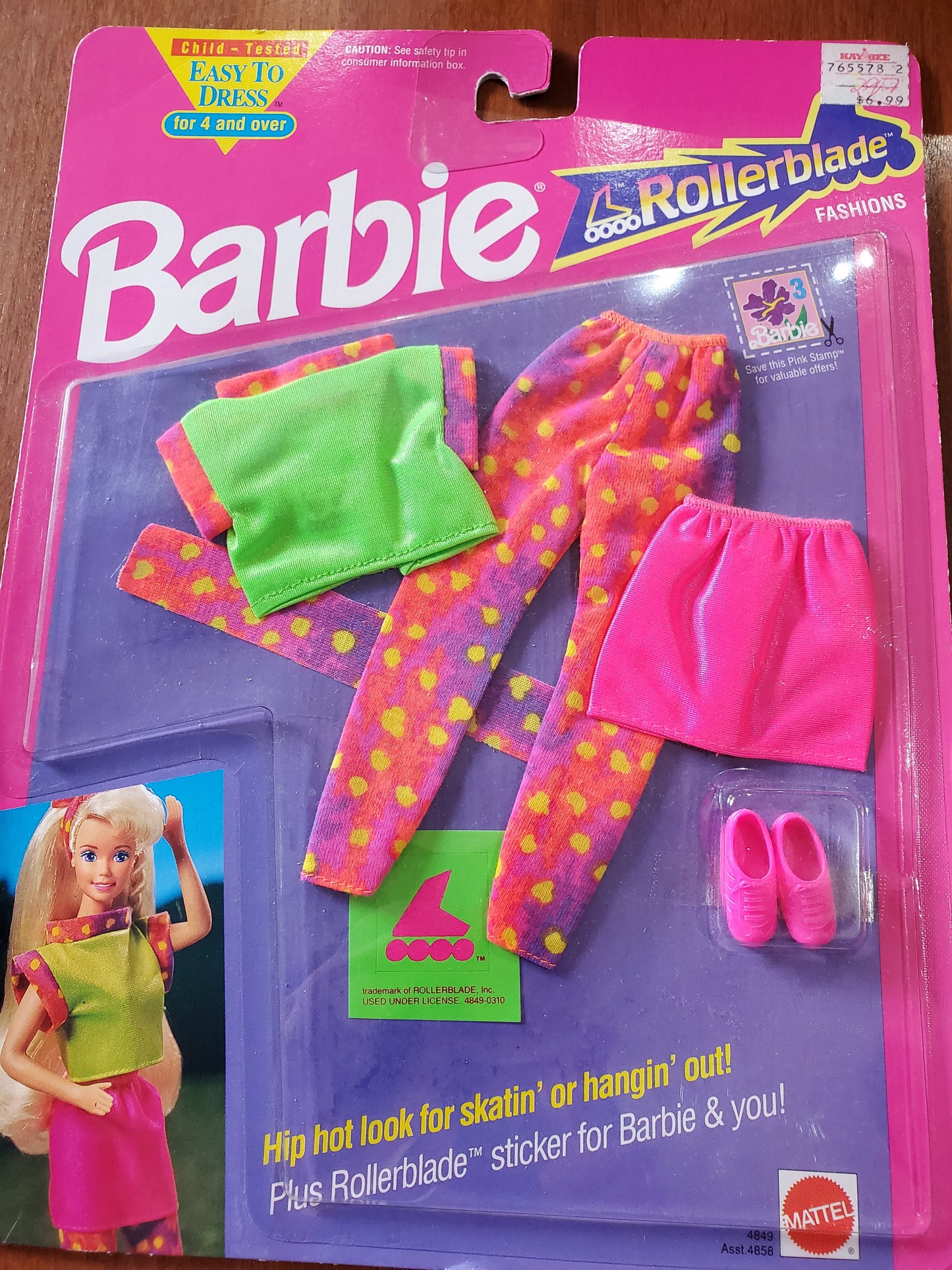 Rollerblades - Barbie  Fashion - Neon - Mint on card - 1991