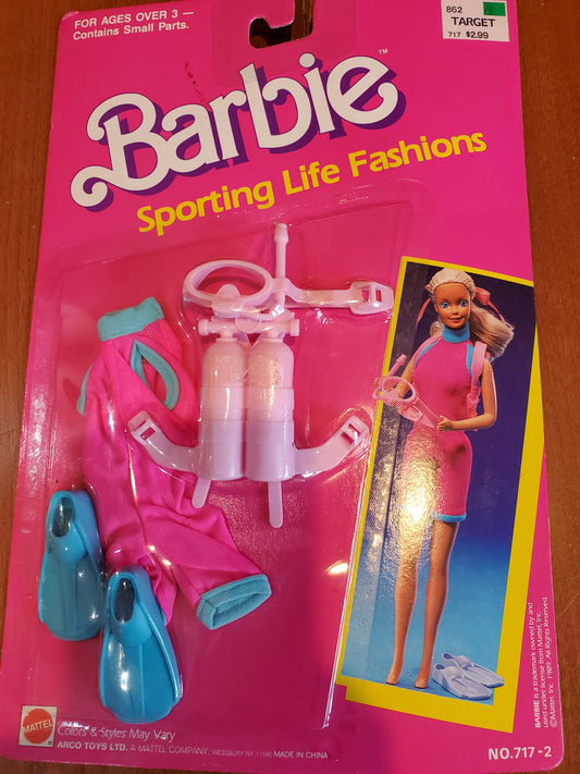 Sporting Life - Barbie  Fashion - Scuba Diving - Pink Tank - Mint on card - 1989