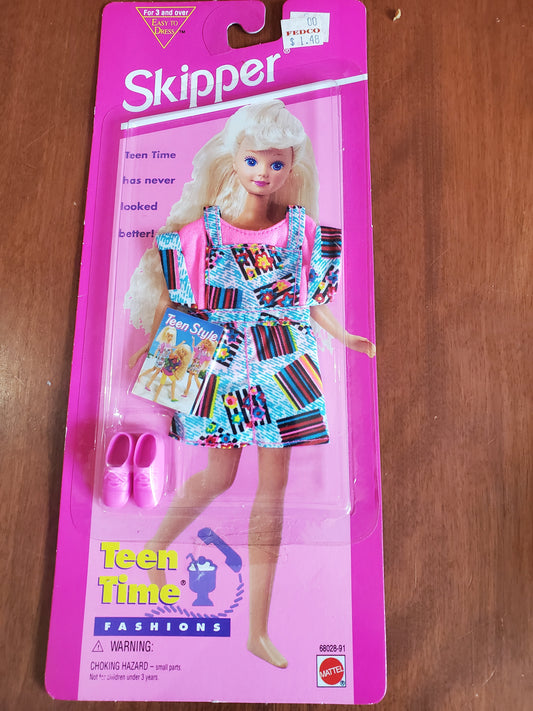 Teen Time Skipper Fashion - Barbie -Patchwork Dress - Mint on card - 1995