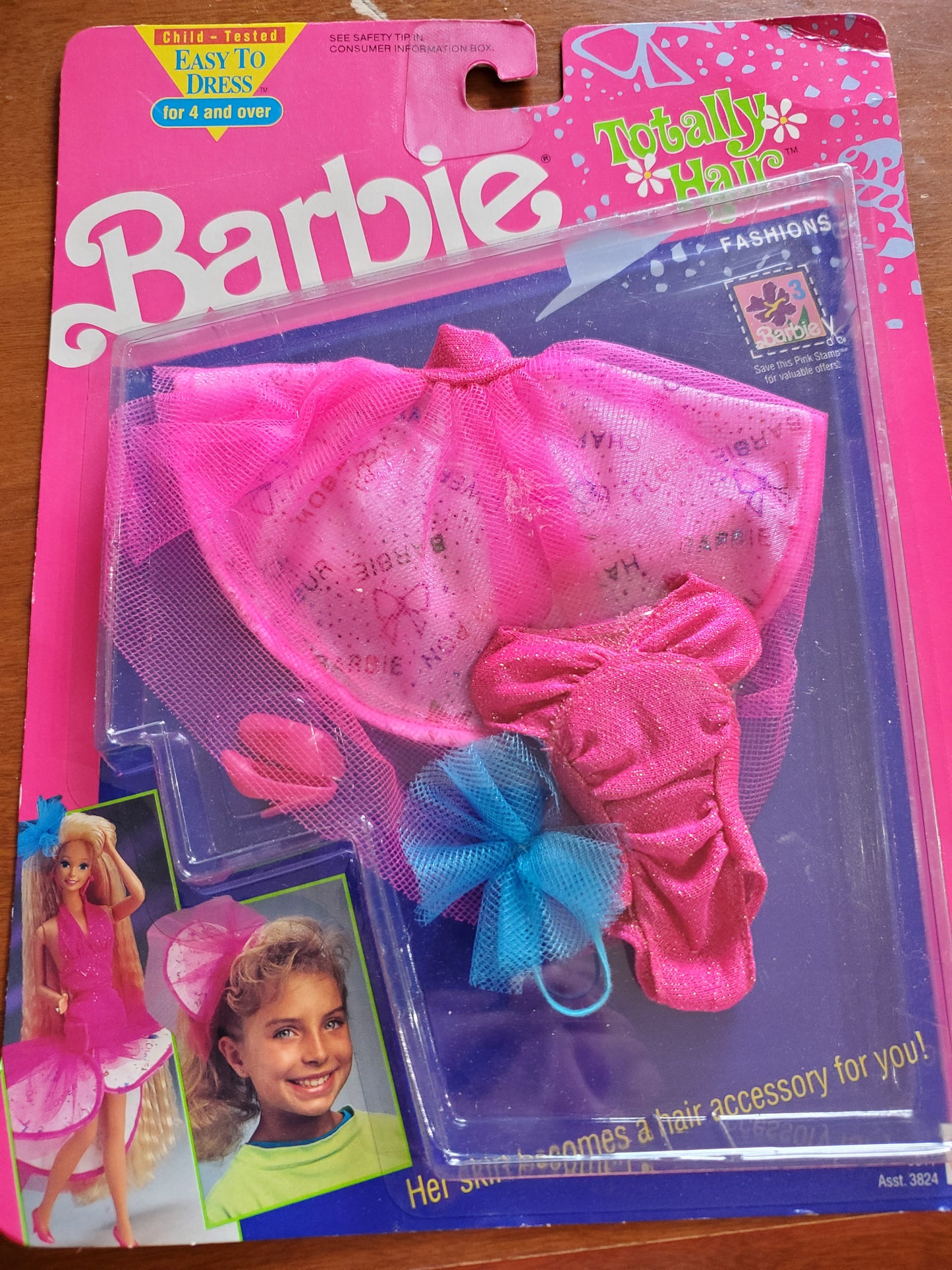 Totally Hair Fashion - Barbie -Mint on card - 1991 - Pink dress